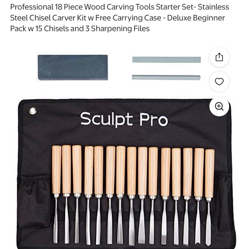 Sculpt Pro 15-Piece Wood Handle Chisel Set - Black & Natural